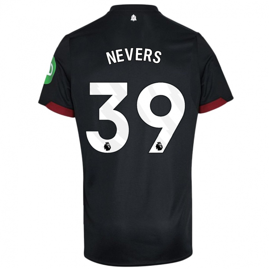 Niño Fútbol Camiseta Thierry Nevers #39 Negro Blanco 2ª Equipación 2024/25 Perú