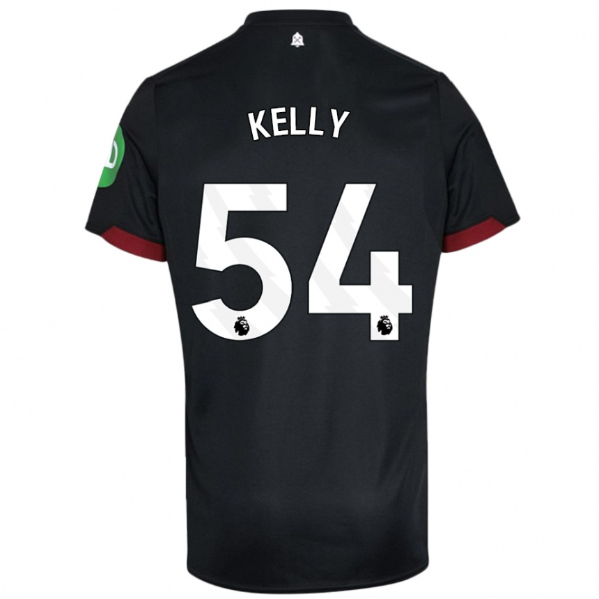 Niño Fútbol Camiseta Patrick Kelly #54 Negro Blanco 2ª Equipación 2024/25 Perú