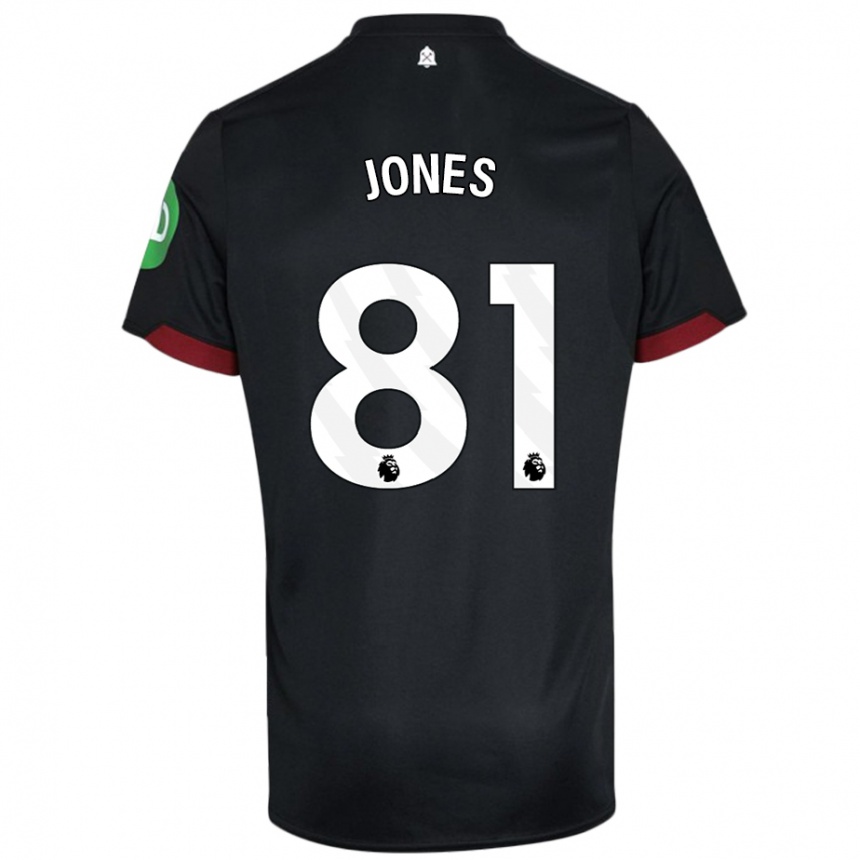 Niño Fútbol Camiseta Liam Jones #81 Negro Blanco 2ª Equipación 2024/25 Perú