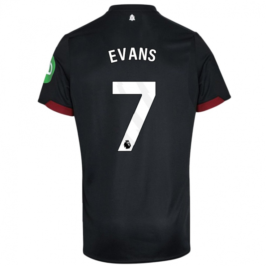 Niño Fútbol Camiseta Lisa Evans #7 Negro Blanco 2ª Equipación 2024/25 Perú