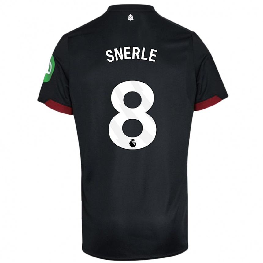 Niño Fútbol Camiseta Emma Snerle #8 Negro Blanco 2ª Equipación 2024/25 Perú