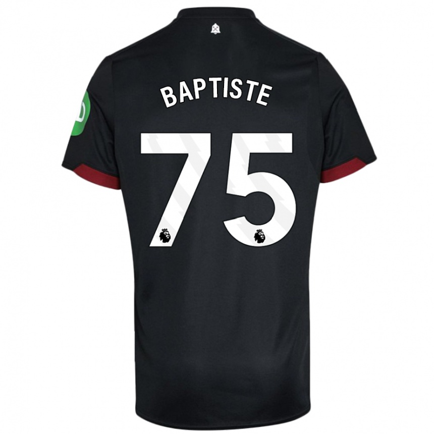 Niño Fútbol Camiseta Jamal Baptiste #75 Negro Blanco 2ª Equipación 2024/25 Perú