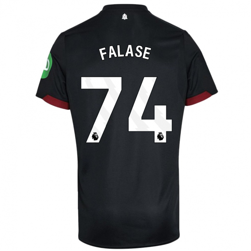 Niño Fútbol Camiseta Asher Falase #74 Negro Blanco 2ª Equipación 2024/25 Perú