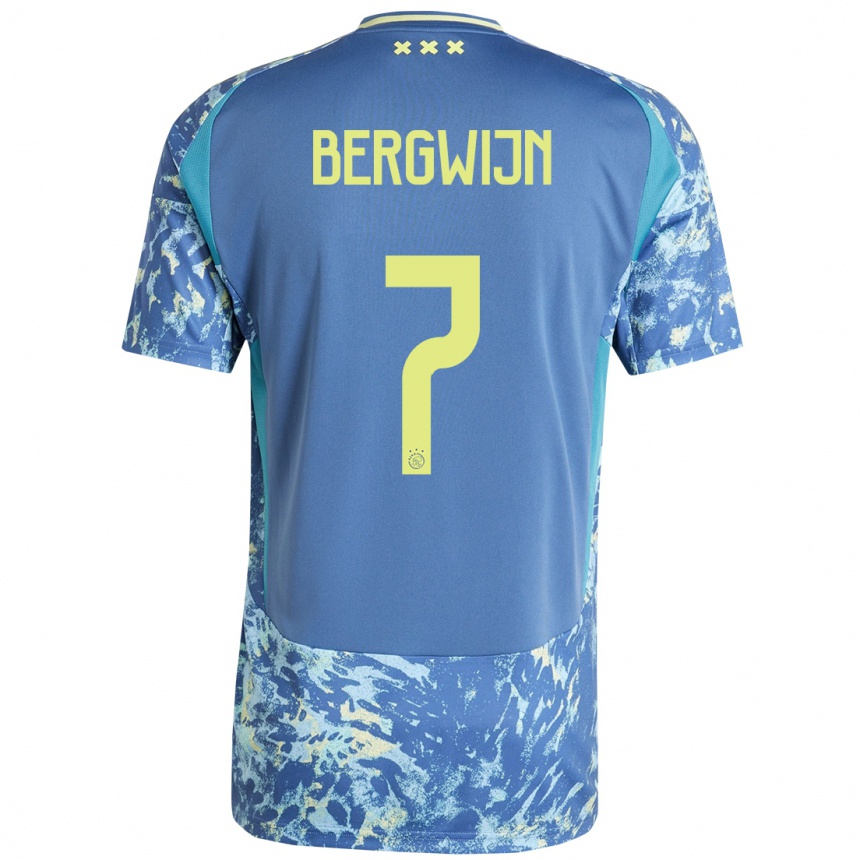 Niño Fútbol Camiseta Steven Bergwijn #7 Gris Azul Amarillo 2ª Equipación 2024/25 Perú