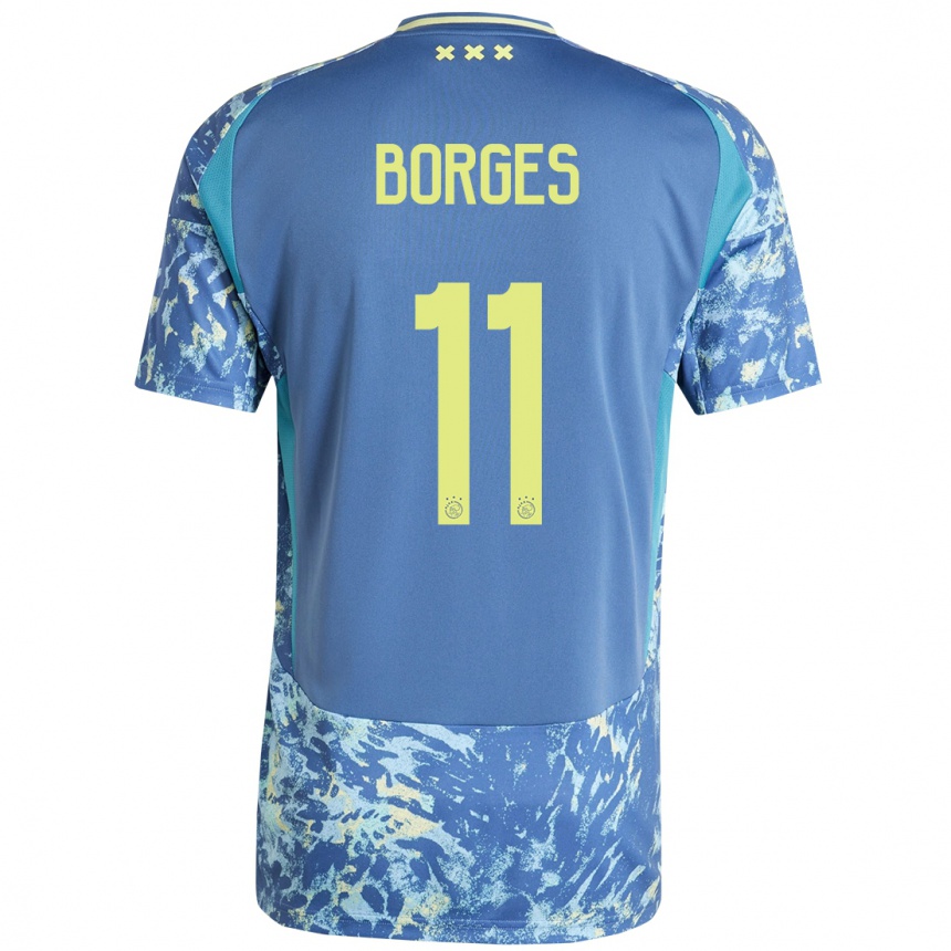 Niño Fútbol Camiseta Carlos Forbs #11 Gris Azul Amarillo 2ª Equipación 2024/25 Perú