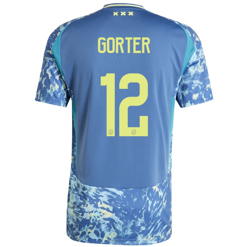 Niño Fútbol Camiseta Jay Gorter #12 Gris Azul Amarillo 2ª Equipación 2024/25 Perú