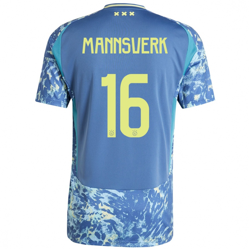 Niño Fútbol Camiseta Sivert Mannsverk #16 Gris Azul Amarillo 2ª Equipación 2024/25 Perú