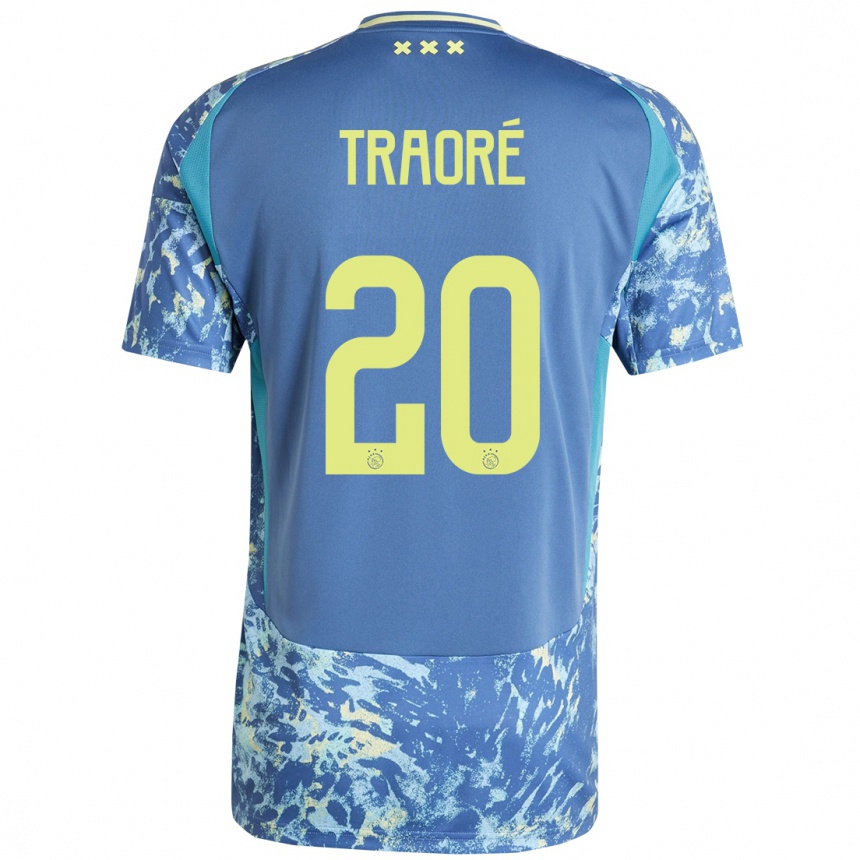 Niño Fútbol Camiseta Bertrand Traoré #20 Gris Azul Amarillo 2ª Equipación 2024/25 Perú