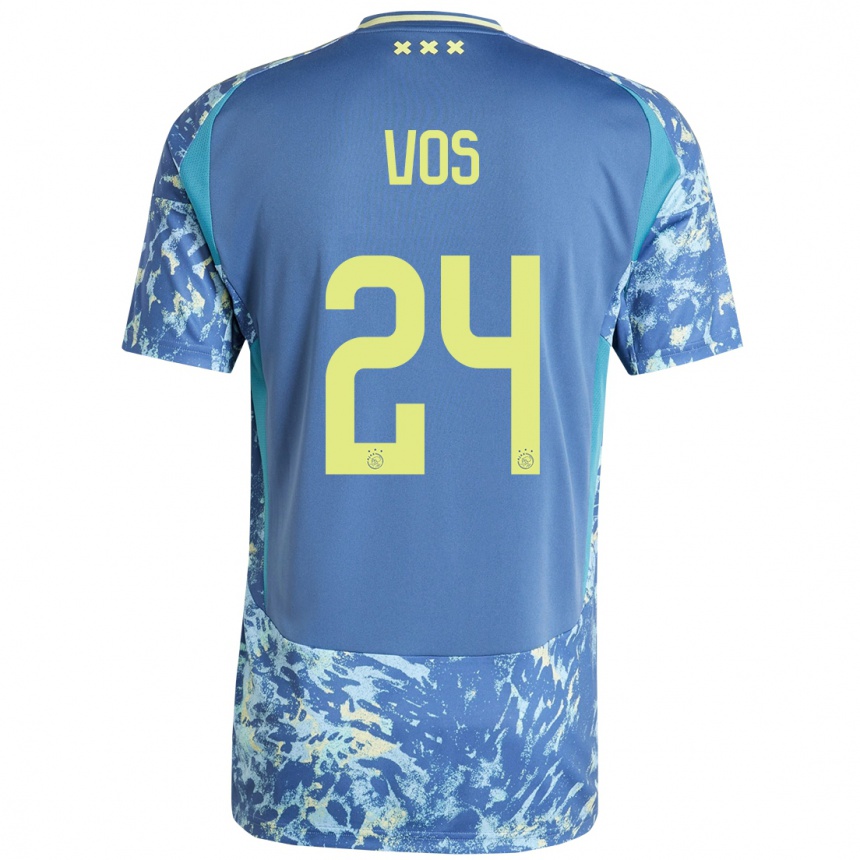 Niño Fútbol Camiseta Silvano Vos #24 Gris Azul Amarillo 2ª Equipación 2024/25 Perú