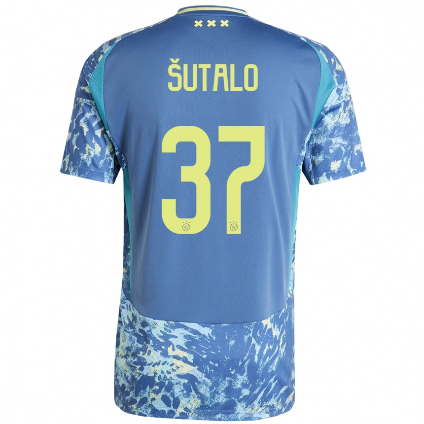 Niño Fútbol Camiseta Josip Sutalo #37 Gris Azul Amarillo 2ª Equipación 2024/25 Perú