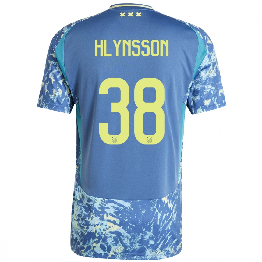 Niño Fútbol Camiseta Kristian Hlynsson #38 Gris Azul Amarillo 2ª Equipación 2024/25 Perú