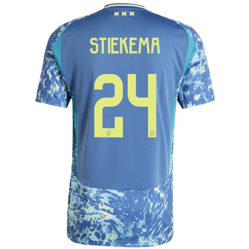 Niño Fútbol Camiseta Iris Stiekema #24 Gris Azul Amarillo 2ª Equipación 2024/25 Perú