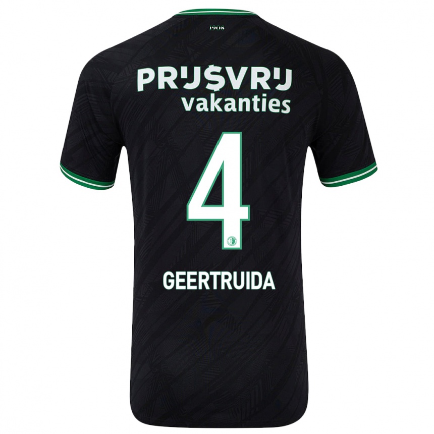 Niño Fútbol Camiseta Lutsharel Geertruida #4 Negro Verde 2ª Equipación 2024/25 Perú