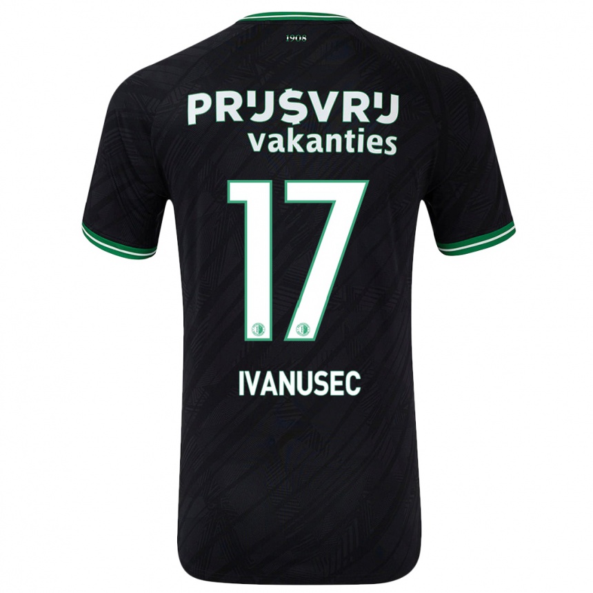 Niño Fútbol Camiseta Luka Ivanusec #17 Negro Verde 2ª Equipación 2024/25 Perú