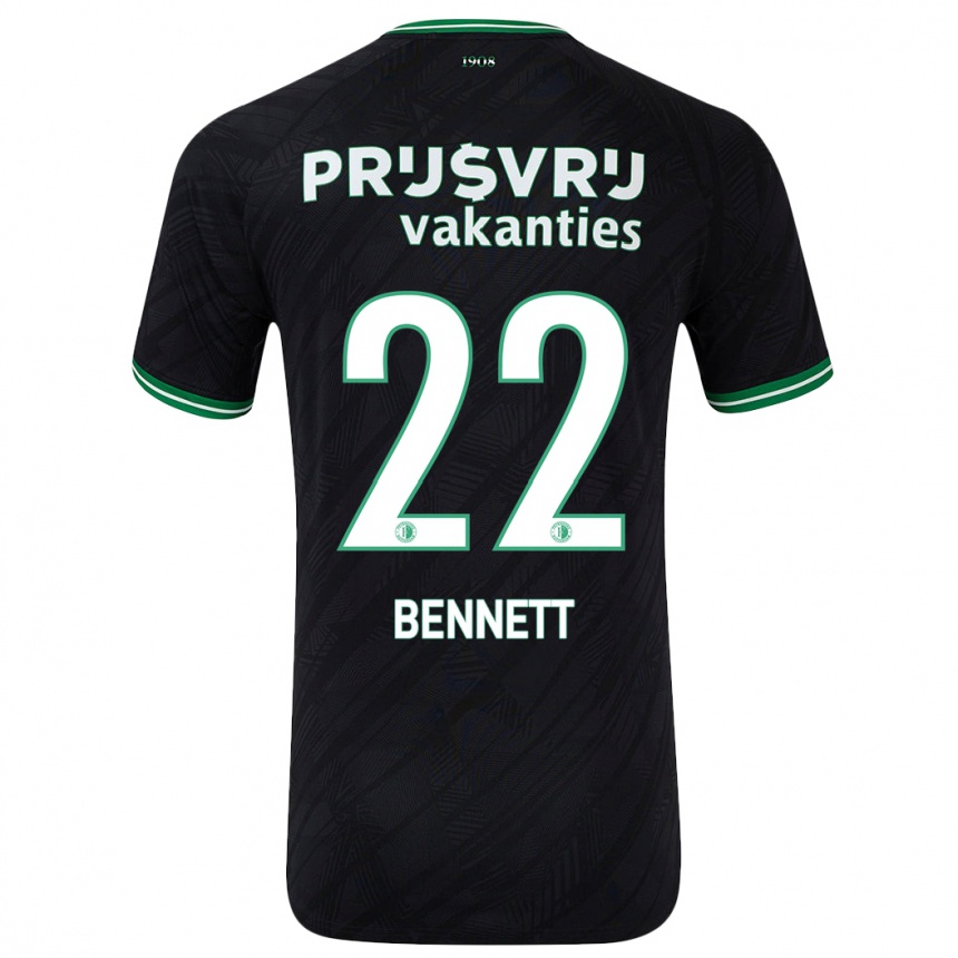 Niño Fútbol Camiseta Walter Bennett #22 Negro Verde 2ª Equipación 2024/25 Perú