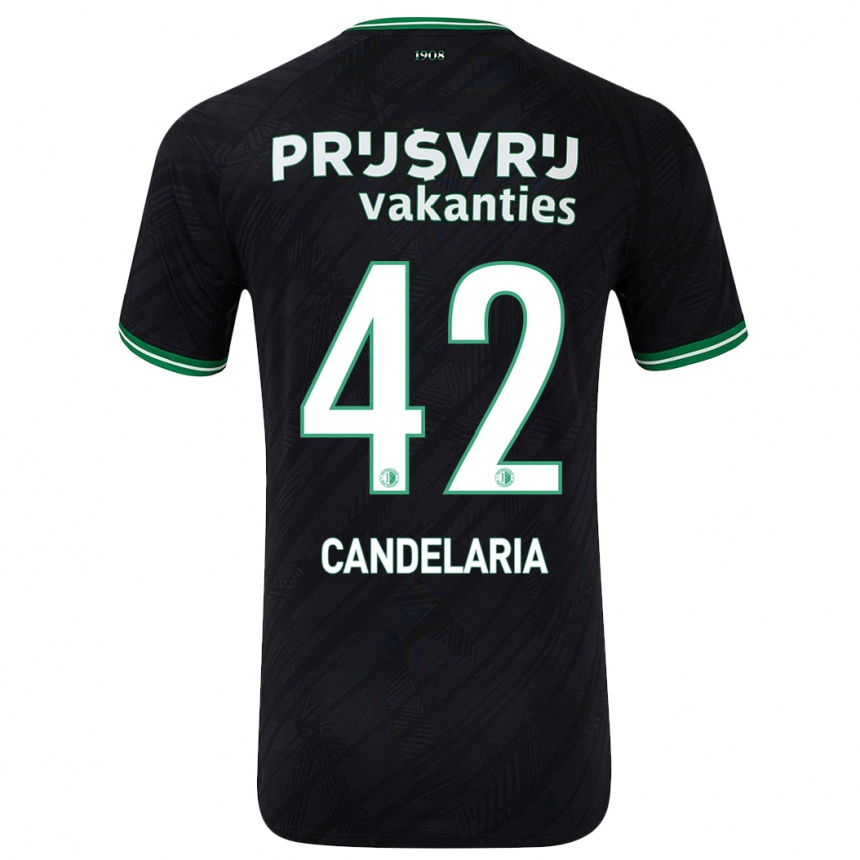 Niño Fútbol Camiseta Jayden Candelaria #42 Negro Verde 2ª Equipación 2024/25 Perú