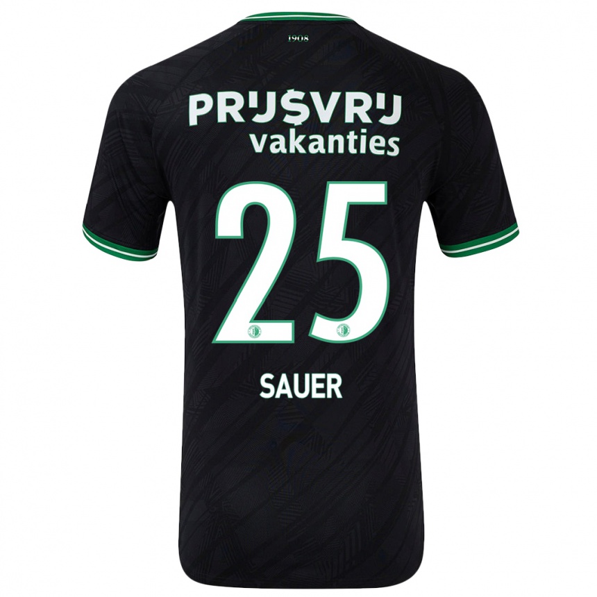 Niño Fútbol Camiseta Leo Sauer #25 Negro Verde 2ª Equipación 2024/25 Perú