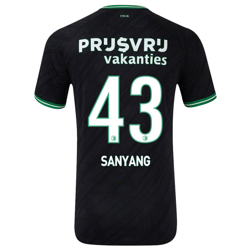 Niño Fútbol Camiseta Amadou-David Sanyang #43 Negro Verde 2ª Equipación 2024/25 Perú