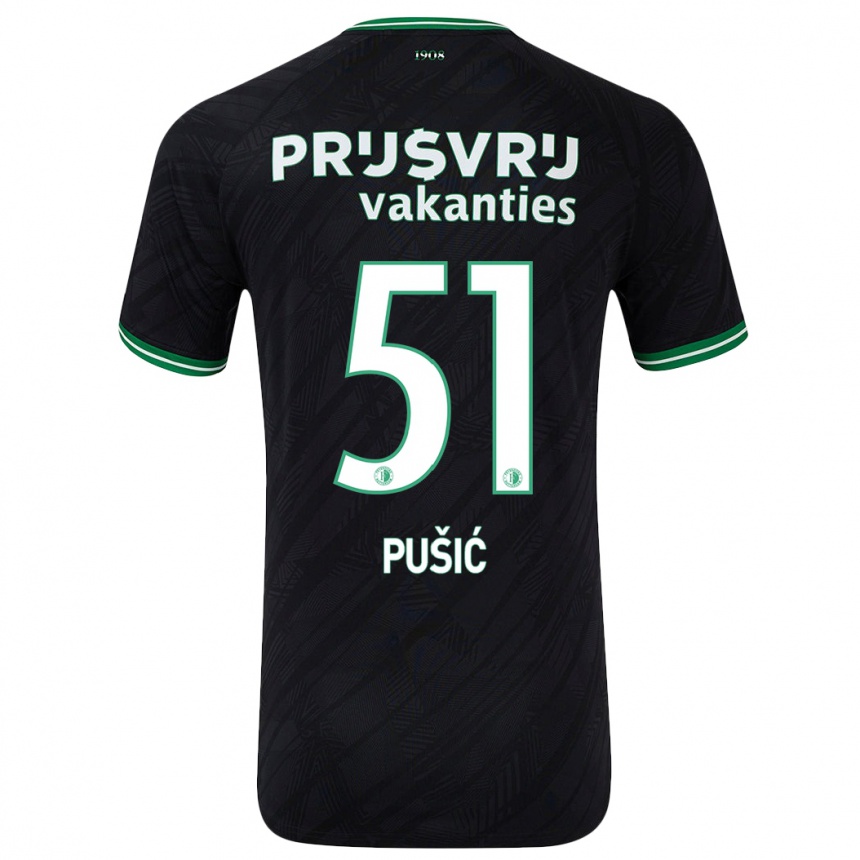 Niño Fútbol Camiseta Noah Pušić #51 Negro Verde 2ª Equipación 2024/25 Perú