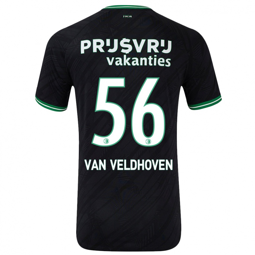 Niño Fútbol Camiseta Kars Van Veldhoven #56 Negro Verde 2ª Equipación 2024/25 Perú