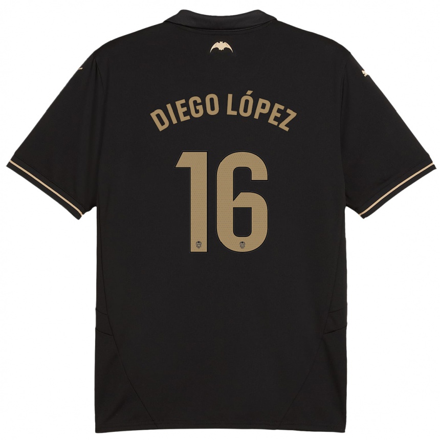 Niño Fútbol Camiseta Diego López #16 Negro 2ª Equipación 2024/25 Perú