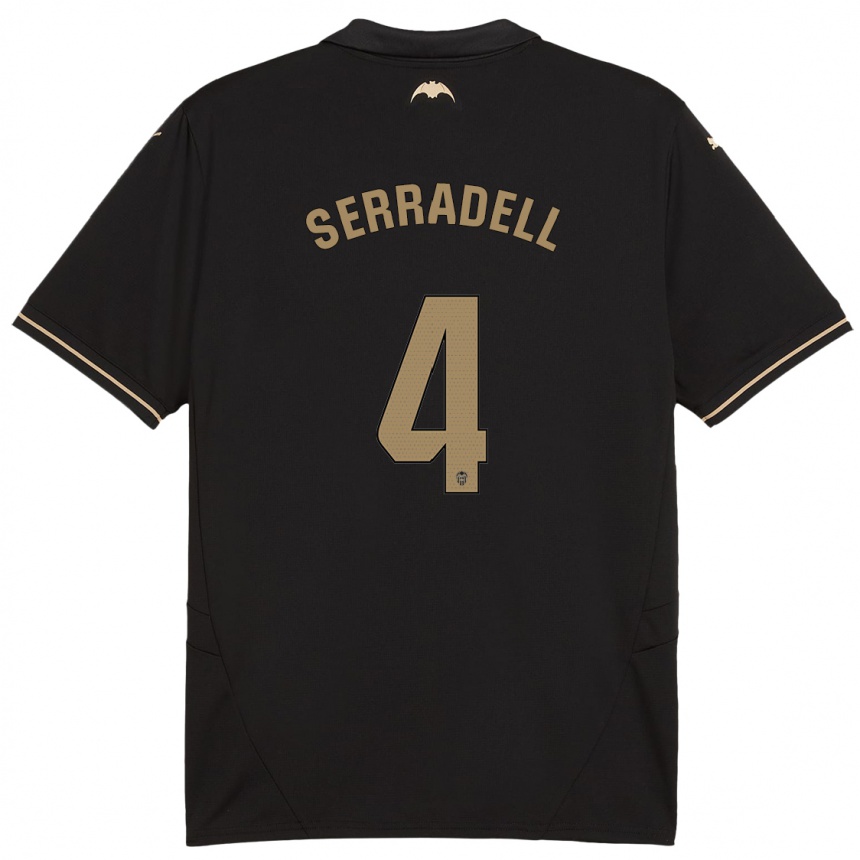 Niño Fútbol Camiseta Álex Serradell #4 Negro 2ª Equipación 2024/25 Perú