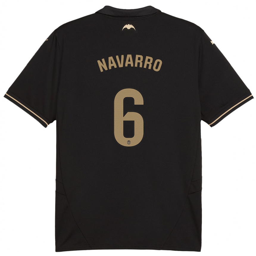 Niño Fútbol Camiseta Javi Navarro #6 Negro 2ª Equipación 2024/25 Perú