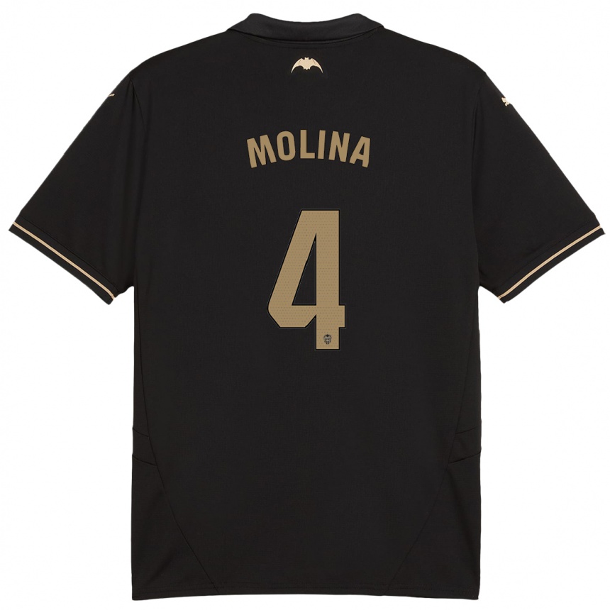 Niño Fútbol Camiseta María Molina #4 Negro 2ª Equipación 2024/25 Perú