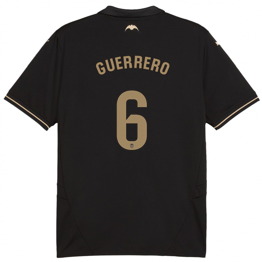 Niño Fútbol Camiseta Paula Guerrero #6 Negro 2ª Equipación 2024/25 Perú