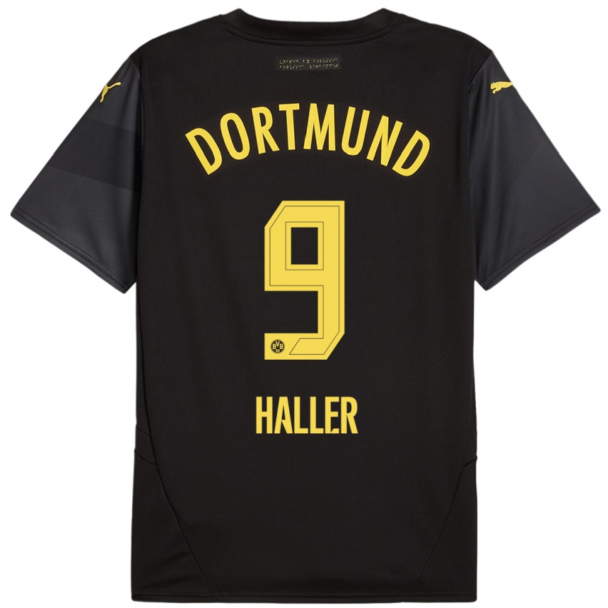 Niño Fútbol Camiseta Sebastien Haller #9 Negro Amarillo 2ª Equipación 2024/25 Perú