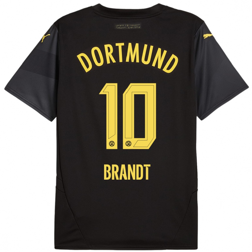 Niño Fútbol Camiseta Julian Brandt #10 Negro Amarillo 2ª Equipación 2024/25 Perú