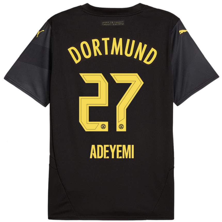 Niño Fútbol Camiseta Karim Adeyemi #27 Negro Amarillo 2ª Equipación 2024/25 Perú