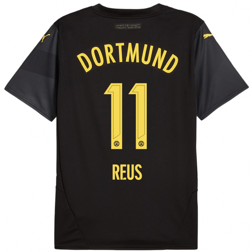 Niño Fútbol Camiseta Marco Reus #11 Negro Amarillo 2ª Equipación 2024/25 Perú