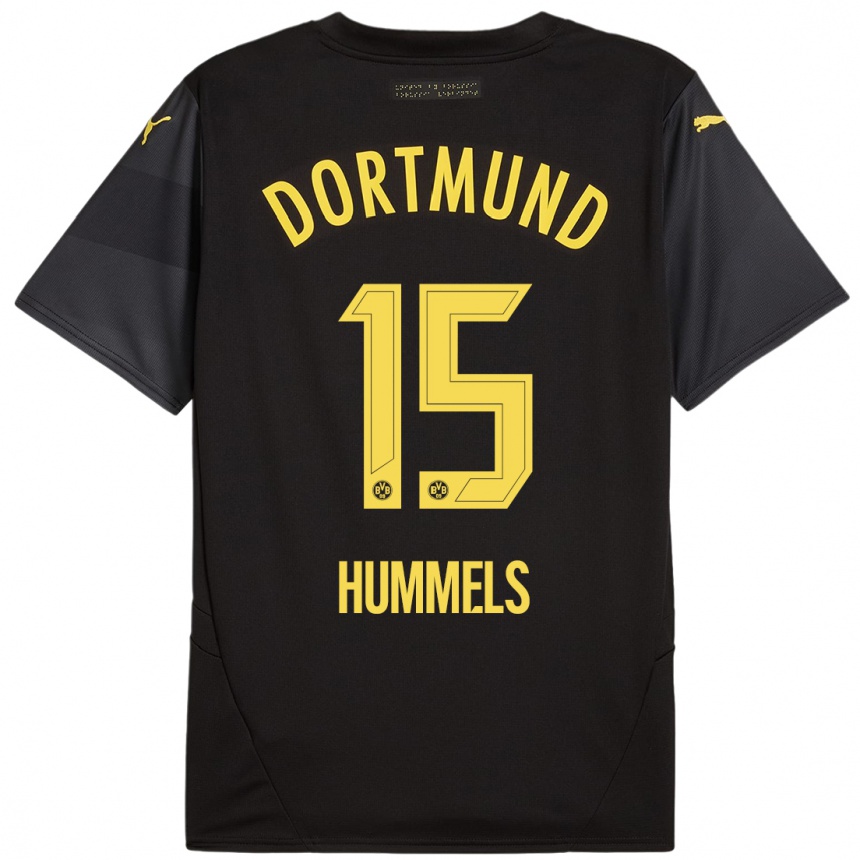 Niño Fútbol Camiseta Mats Hummels #15 Negro Amarillo 2ª Equipación 2024/25 Perú