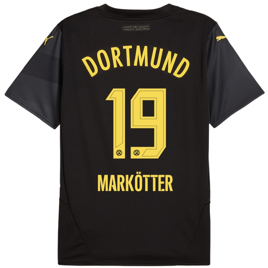 Niño Fútbol Camiseta Jonah Markötter #19 Negro Amarillo 2ª Equipación 2024/25 Perú