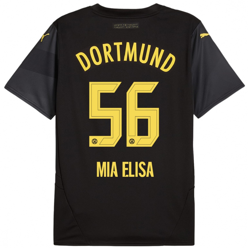 Niño Fútbol Camiseta Bomnuter Mia Elisa #56 Negro Amarillo 2ª Equipación 2024/25 Perú