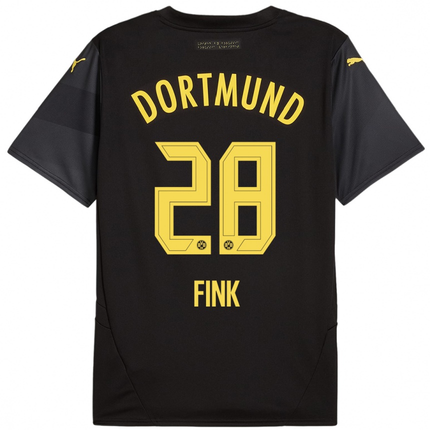 Niño Fútbol Camiseta Bradley Fink #28 Negro Amarillo 2ª Equipación 2024/25 Perú