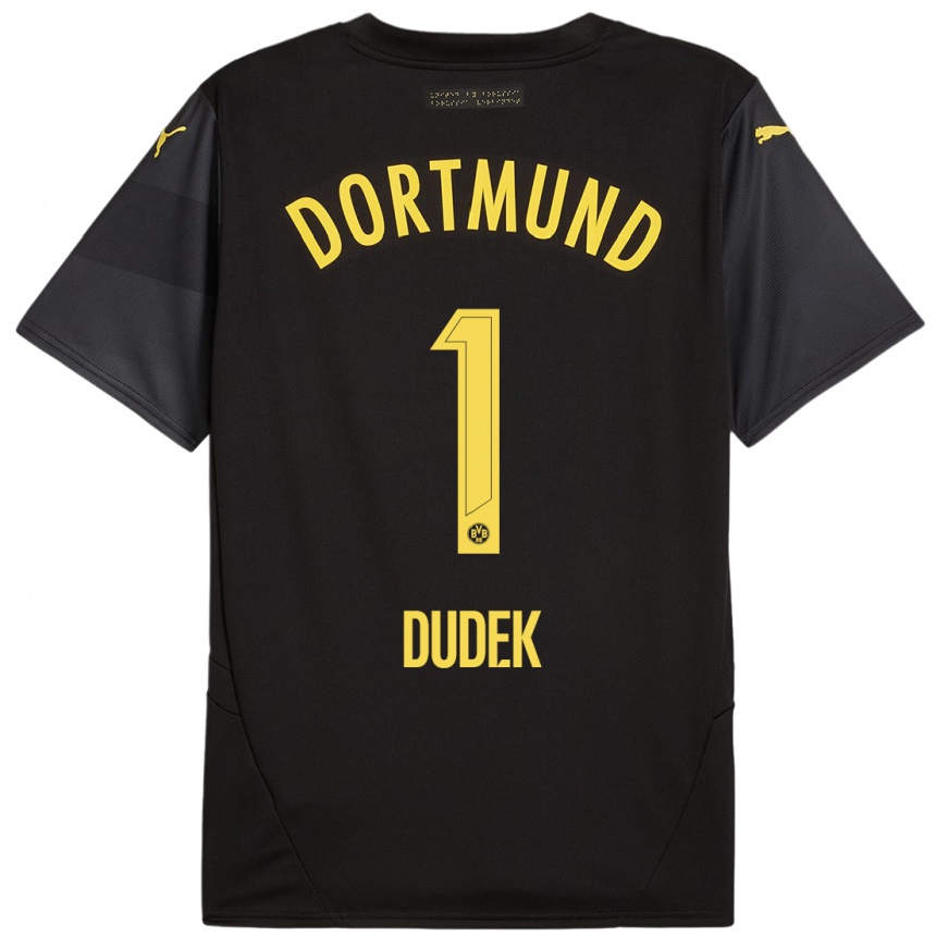 Niño Fútbol Camiseta Daniel Dudek #1 Negro Amarillo 2ª Equipación 2024/25 Perú