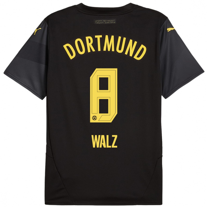 Niño Fútbol Camiseta Vasco Walz #8 Negro Amarillo 2ª Equipación 2024/25 Perú