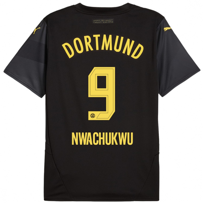 Niño Fútbol Camiseta Isaak Nwachukwu #9 Negro Amarillo 2ª Equipación 2024/25 Perú