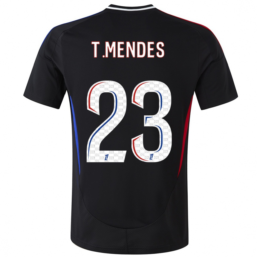 Niño Fútbol Camiseta Thiago Mendes #23 Negro 2ª Equipación 2024/25 Perú