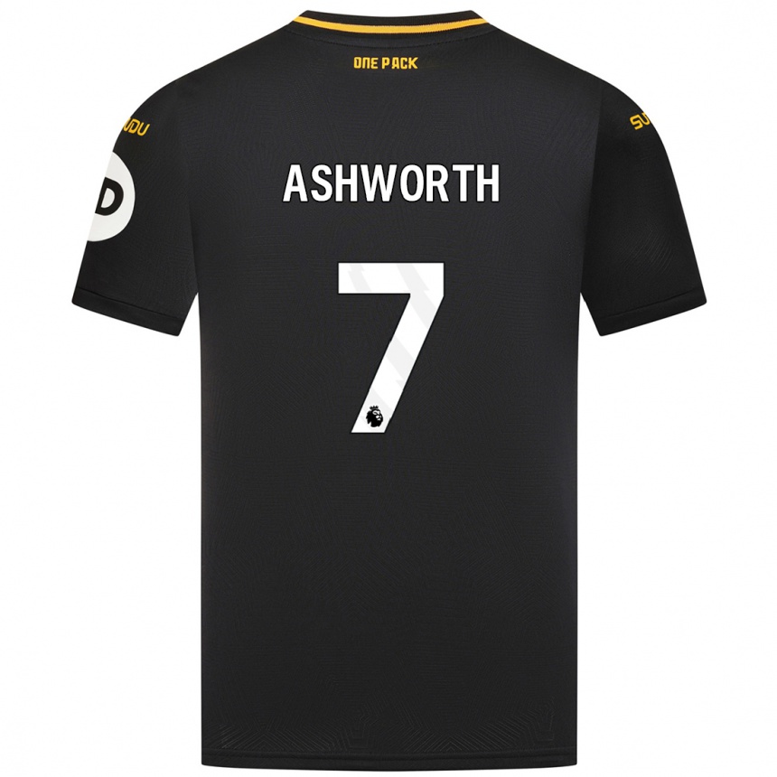 Niño Fútbol Camiseta Fin Ashworth #7 Negro 2ª Equipación 2024/25 Perú