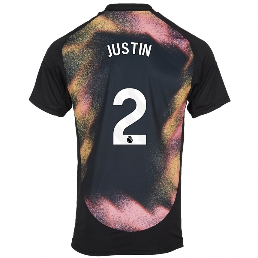 Niño Fútbol Camiseta James Justin #2 Negro Blanco 2ª Equipación 2024/25 Perú