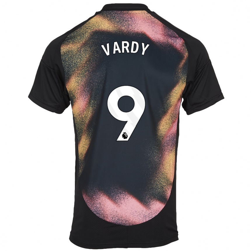 Niño Fútbol Camiseta Jamie Vardy #9 Negro Blanco 2ª Equipación 2024/25 Perú