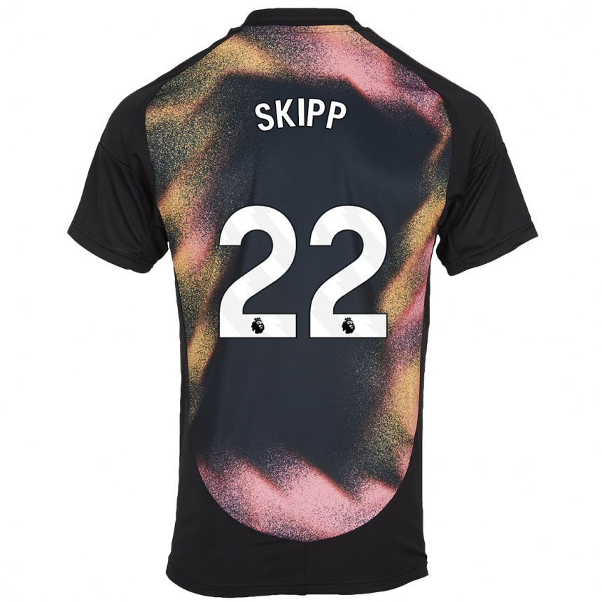 Niño Fútbol Camiseta Oliver Skipp #22 Negro Blanco 2ª Equipación 2024/25 Perú