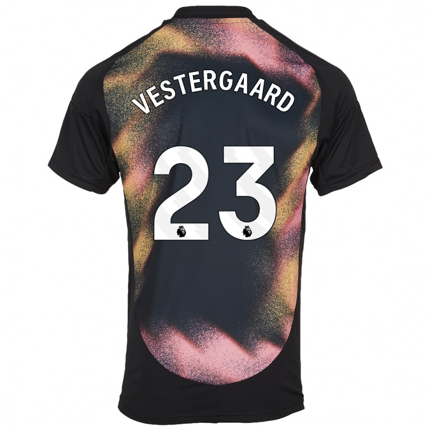 Niño Fútbol Camiseta Jannik Vestergaard #23 Negro Blanco 2ª Equipación 2024/25 Perú