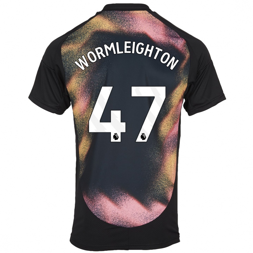 Niño Fútbol Camiseta Joe Wormleighton #47 Negro Blanco 2ª Equipación 2024/25 Perú