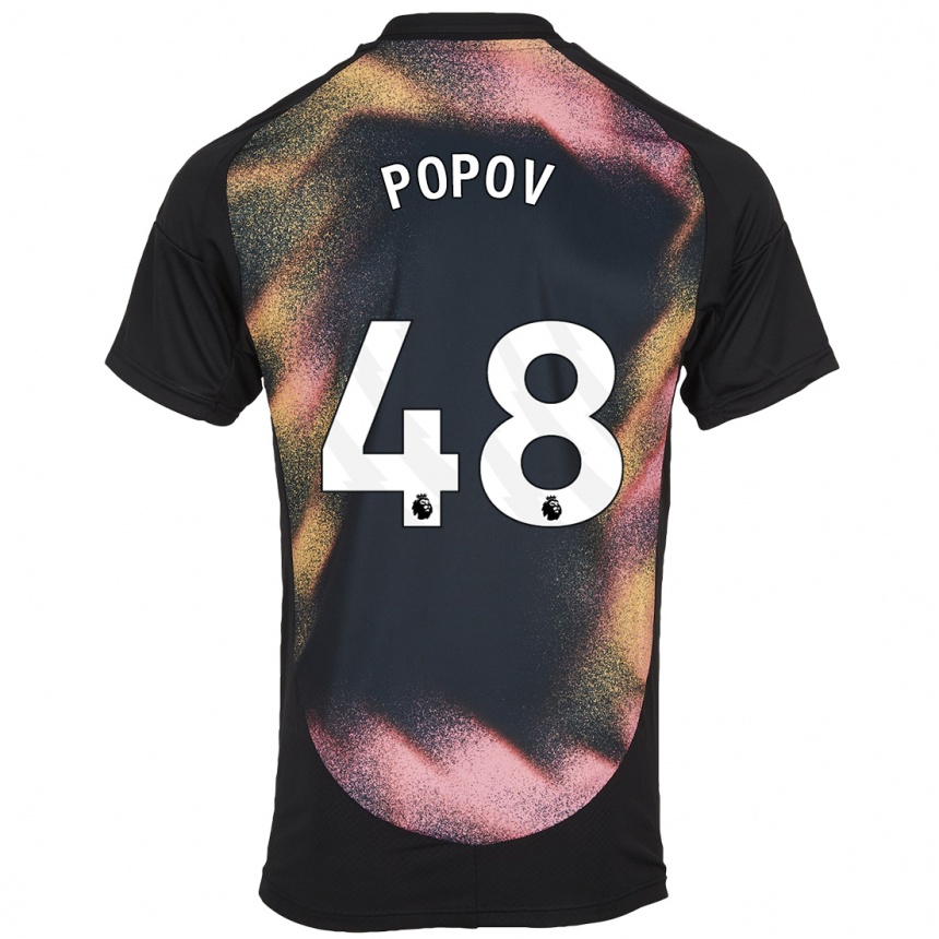 Niño Fútbol Camiseta Chris Popov #48 Negro Blanco 2ª Equipación 2024/25 Perú