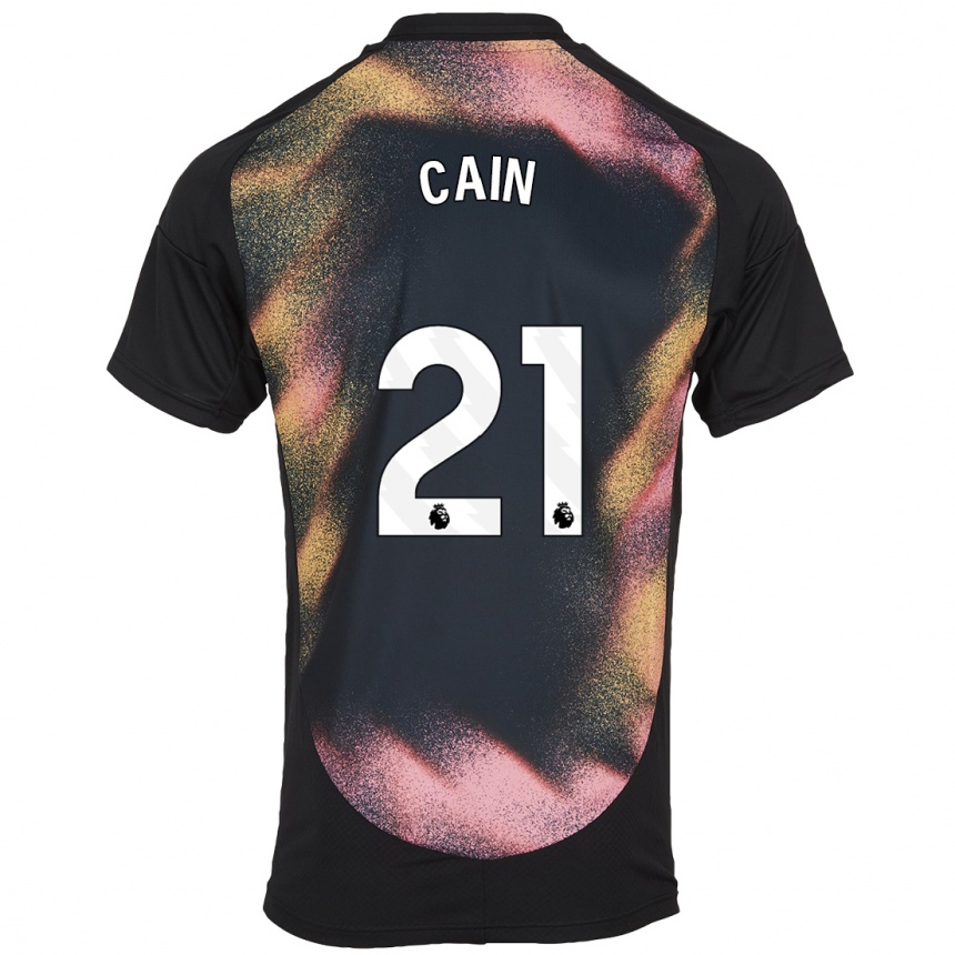 Niño Fútbol Camiseta Hannah Cain #21 Negro Blanco 2ª Equipación 2024/25 Perú