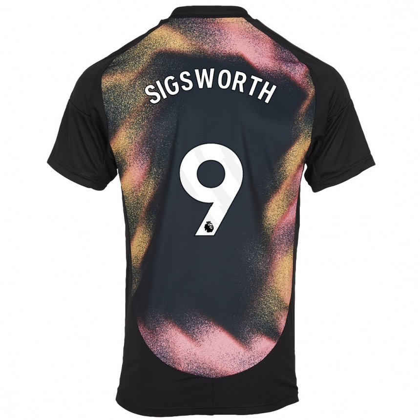 Niño Fútbol Camiseta Jessica Sigsworth #9 Negro Blanco 2ª Equipación 2024/25 Perú